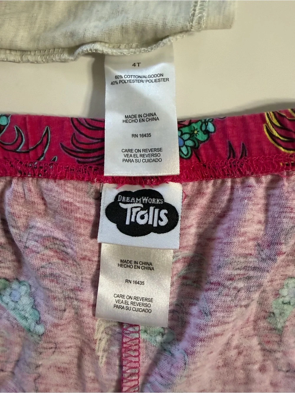 Dreamworks Pink and White Trolls Pajama Set